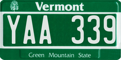VT license plate YAA339