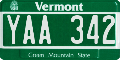 VT license plate YAA342