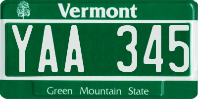 VT license plate YAA345