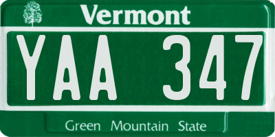VT license plate YAA347