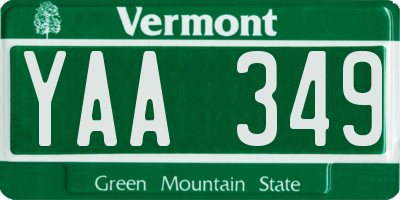 VT license plate YAA349