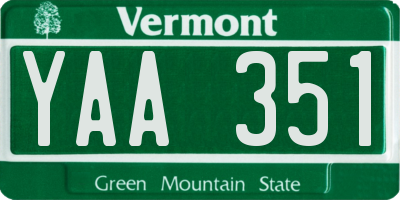VT license plate YAA351