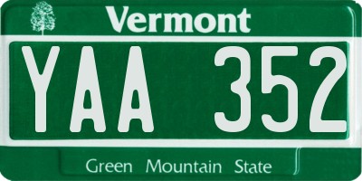 VT license plate YAA352