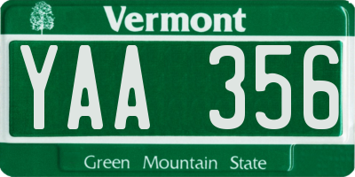 VT license plate YAA356