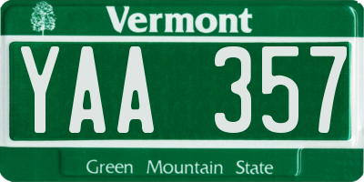 VT license plate YAA357