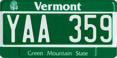 VT license plate YAA359