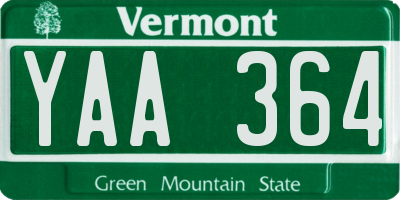 VT license plate YAA364