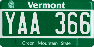 VT license plate YAA366