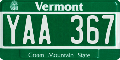 VT license plate YAA367