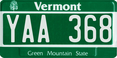 VT license plate YAA368