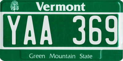 VT license plate YAA369