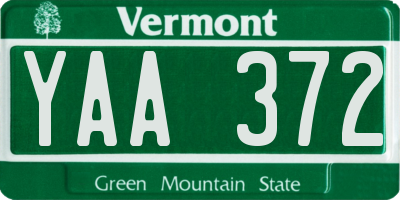 VT license plate YAA372