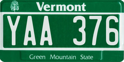 VT license plate YAA376