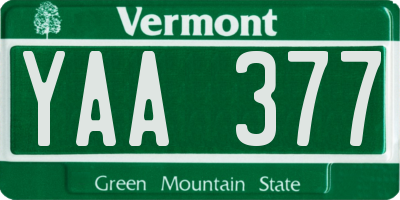 VT license plate YAA377