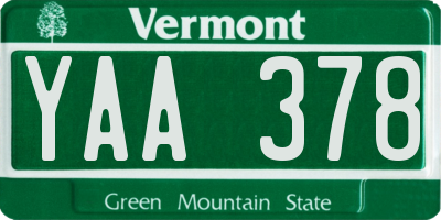 VT license plate YAA378