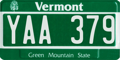 VT license plate YAA379