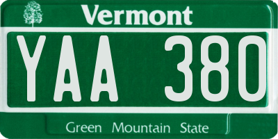 VT license plate YAA380