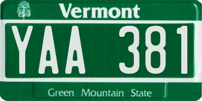 VT license plate YAA381