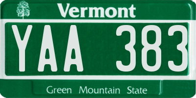 VT license plate YAA383