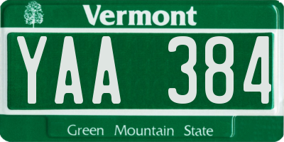 VT license plate YAA384