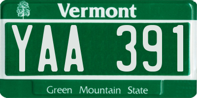 VT license plate YAA391
