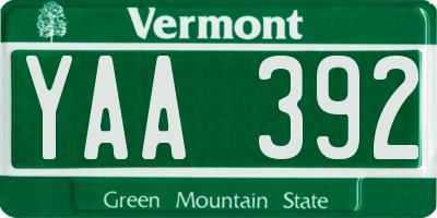 VT license plate YAA392