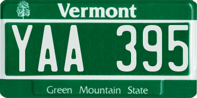 VT license plate YAA395