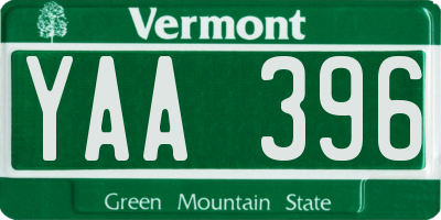 VT license plate YAA396