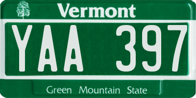 VT license plate YAA397