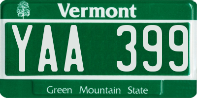 VT license plate YAA399