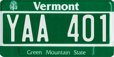 VT license plate YAA401