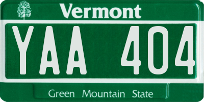 VT license plate YAA404