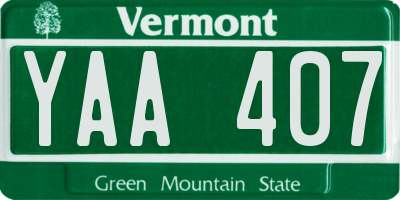 VT license plate YAA407