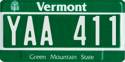 VT license plate YAA411