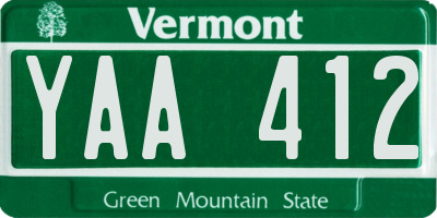 VT license plate YAA412