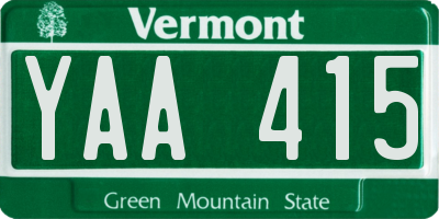 VT license plate YAA415