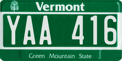 VT license plate YAA416