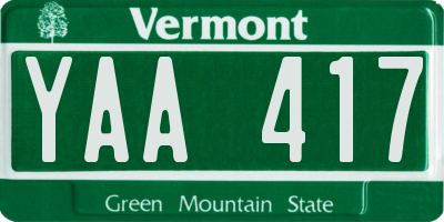 VT license plate YAA417