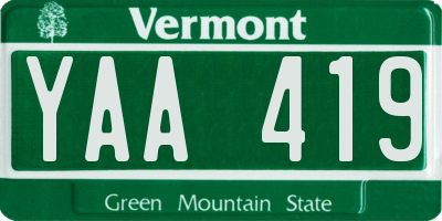 VT license plate YAA419