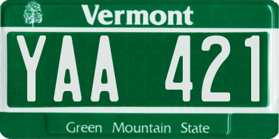 VT license plate YAA421