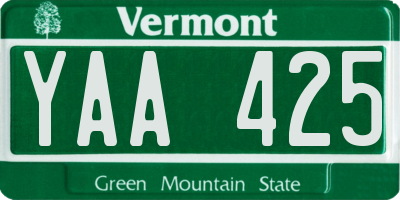 VT license plate YAA425