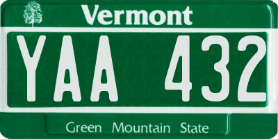VT license plate YAA432