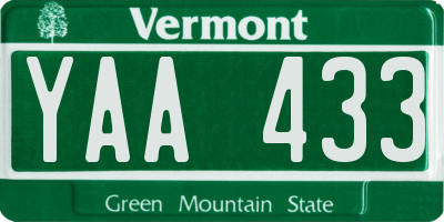 VT license plate YAA433