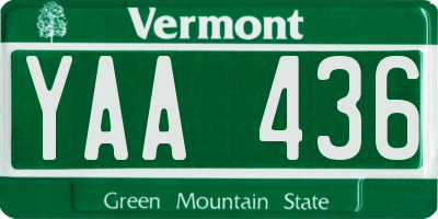 VT license plate YAA436