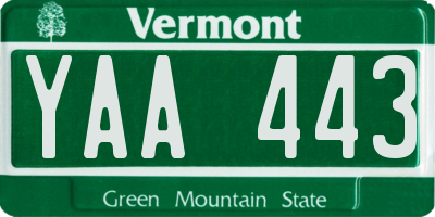 VT license plate YAA443