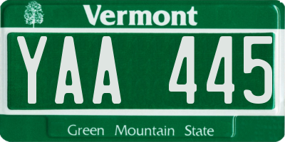 VT license plate YAA445