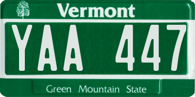 VT license plate YAA447