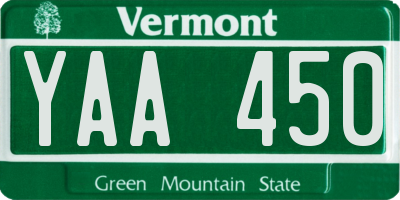 VT license plate YAA450