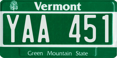 VT license plate YAA451