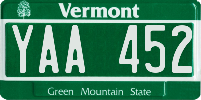 VT license plate YAA452